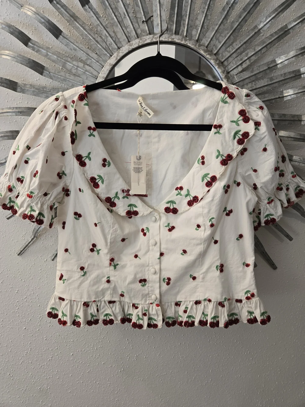 For Love & Lemons Beaded Cherries Top